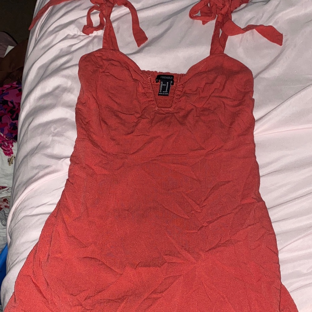 Forever 21 Coral Tie-Strap Dress